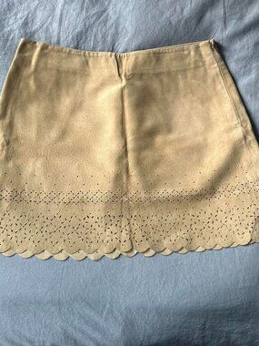 Vintage Express Tan Suede Mini Skirt with Eyelet Trim sz 5/6